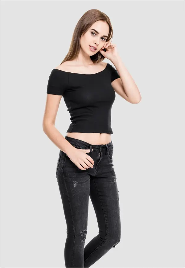 Urban Classics Women's T-shirt with free shoulder black