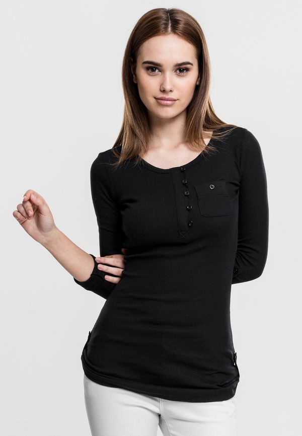 Urban Classics Women's T-shirt with long ribs and pockets black