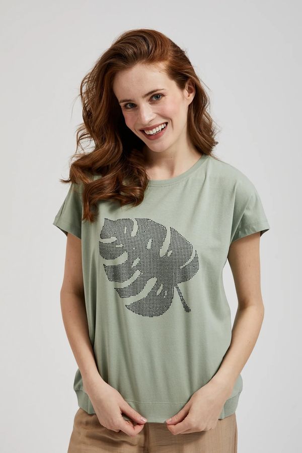 Moodo Women's T-shirt with MOODO print - olive