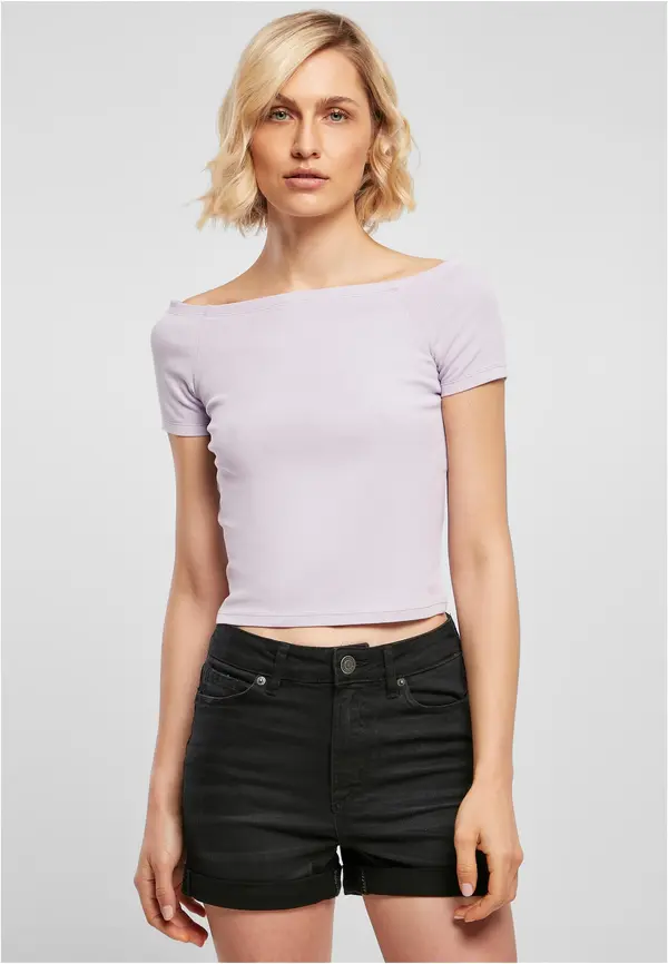 Urban Classics Women's T-shirt with ribbed pattern in lilac