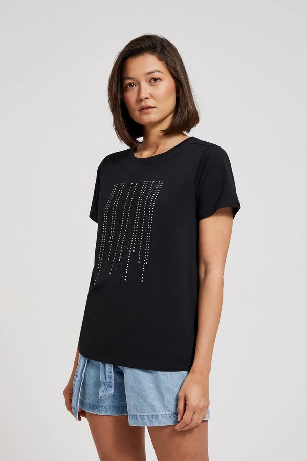 Moodo Women's T-shirt with stones MOODO - black