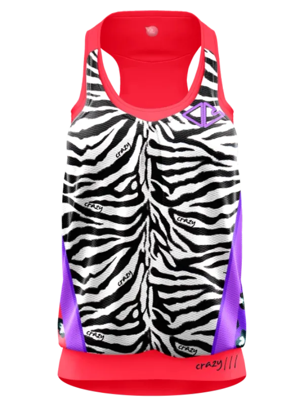 Crazy Idea Women's Tank Top Crazy Idea Top Break Black/Zebra