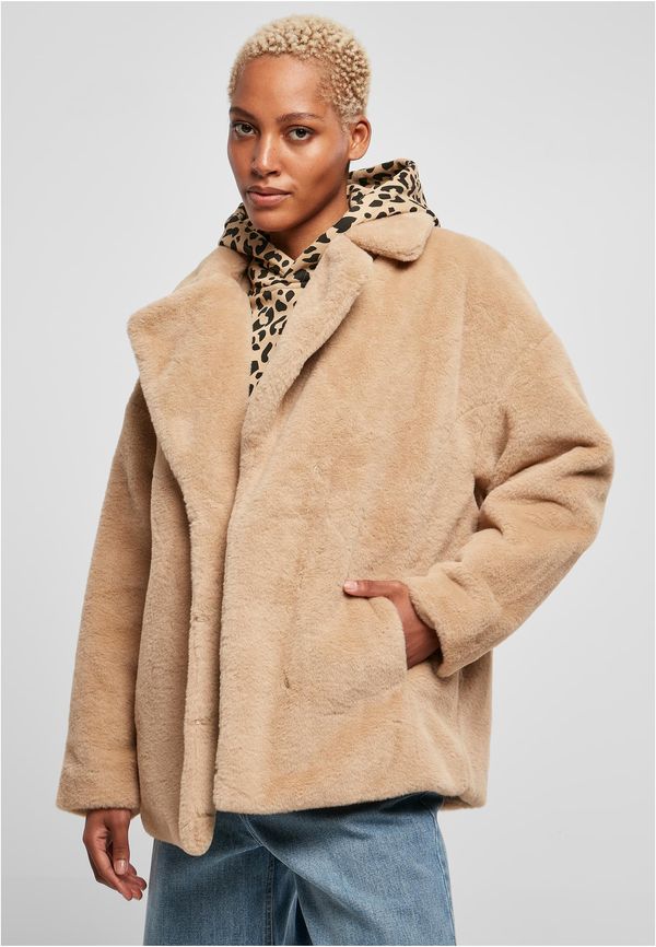 Urban Classics Women's Teddy Jacket with Lapel Unionbeige