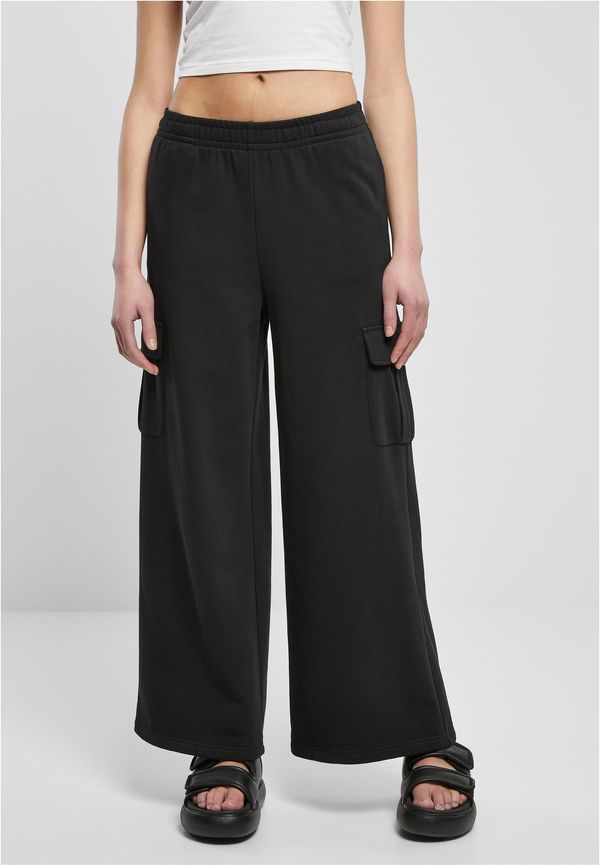 Urban Classics Women's Terry Trousers Highwaist Wide Leg Cargo Black