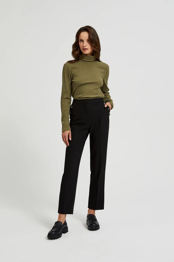 Moodo Women's trousers with decorative buttons MOODO - black