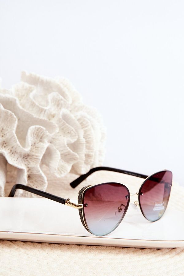Kesi Women's UV400 Sunglasses with Glitter Inserts - Black/Gold