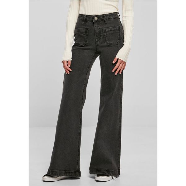 Urban Classics Women's Vintage Flared Denim Jeans - Black