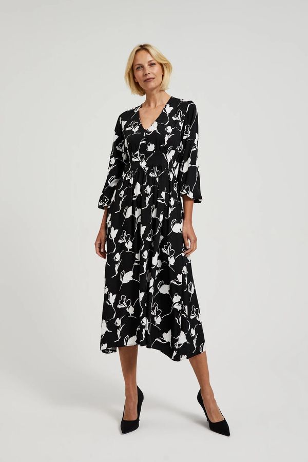 Moodo Women's viscose dress with MOODO print - black