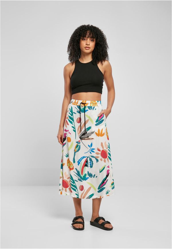 UC Ladies Women's viscose midi skirt white sand and fruit