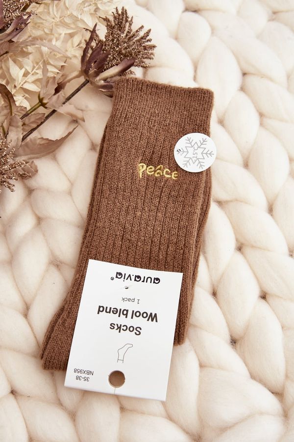 Kesi Women's warm socks with brown lettering
