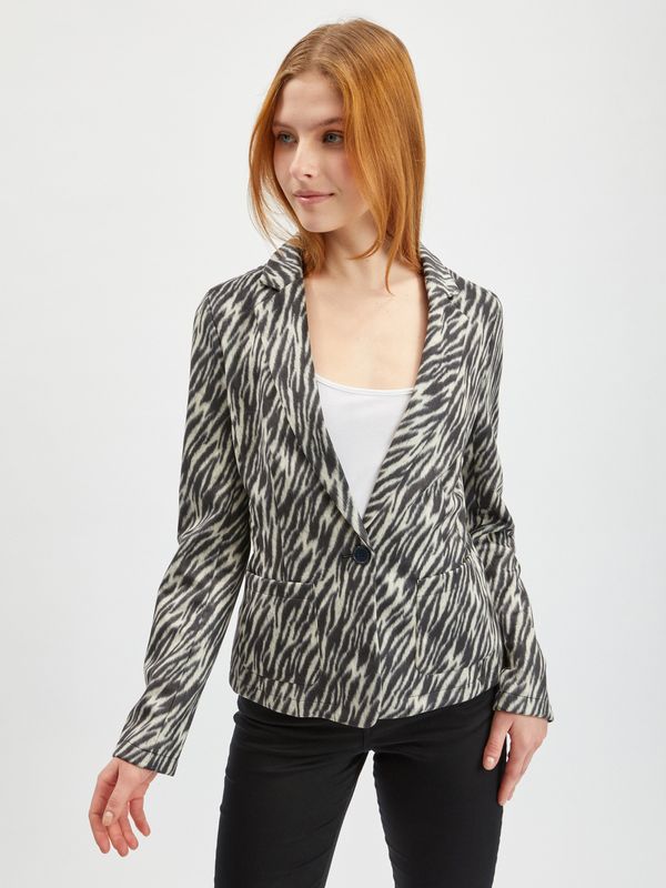 Orsay Women's white and black patterned blazer in suede finish ORSAY