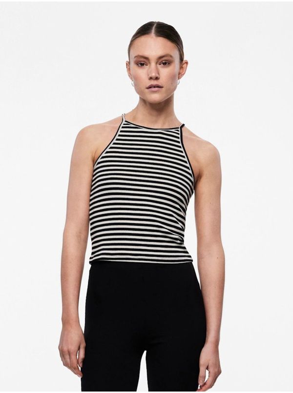 Pieces Women's White and Black Striped Tank Top Pieces Costina - Women