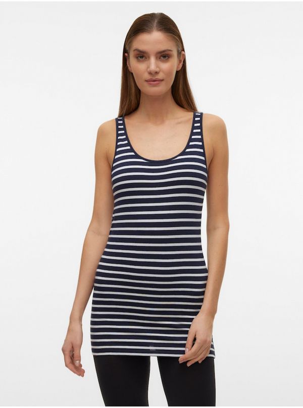 Vero Moda Women's White and Blue Striped Basic Tank Top Vero Moda Maxi - Women