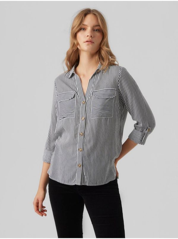 Vero Moda Women's White and Blue Striped Blouse Vero Moda Bumpy - Women's