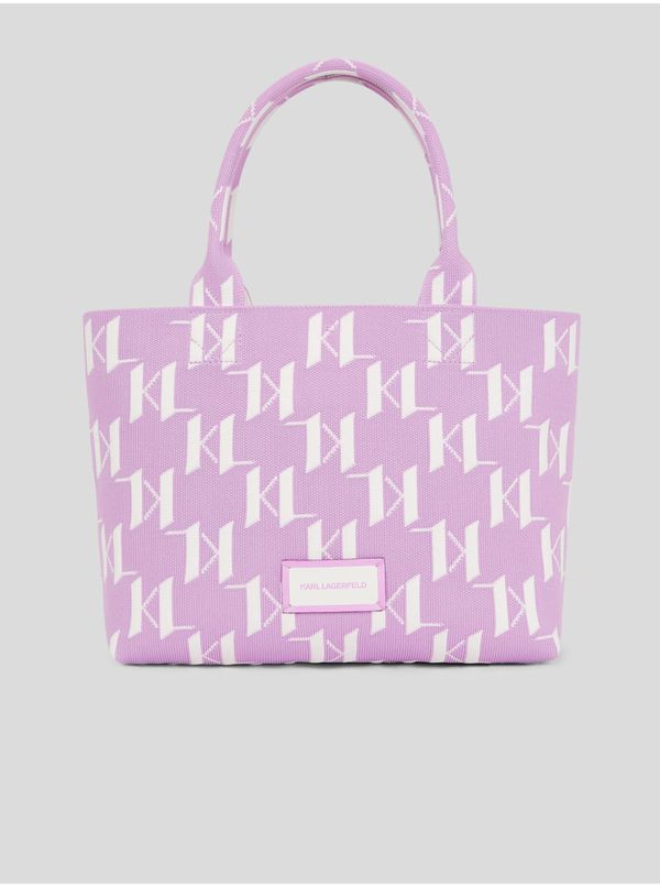 Karl Lagerfeld Women's White-Purple Patterned Handbag KARL LAGERFELD Monogram Knit - Women