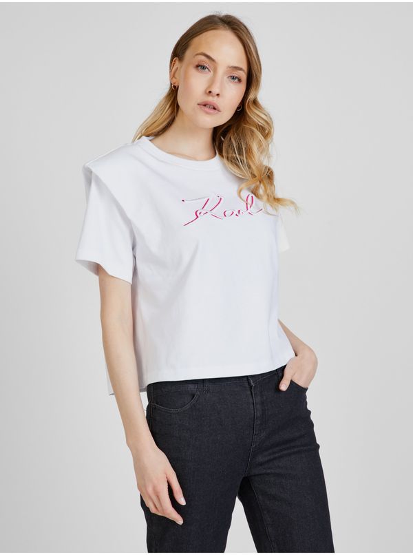 Karl Lagerfeld Women's White T-shirt with shoulder pads KARL LAGERFELD - Women