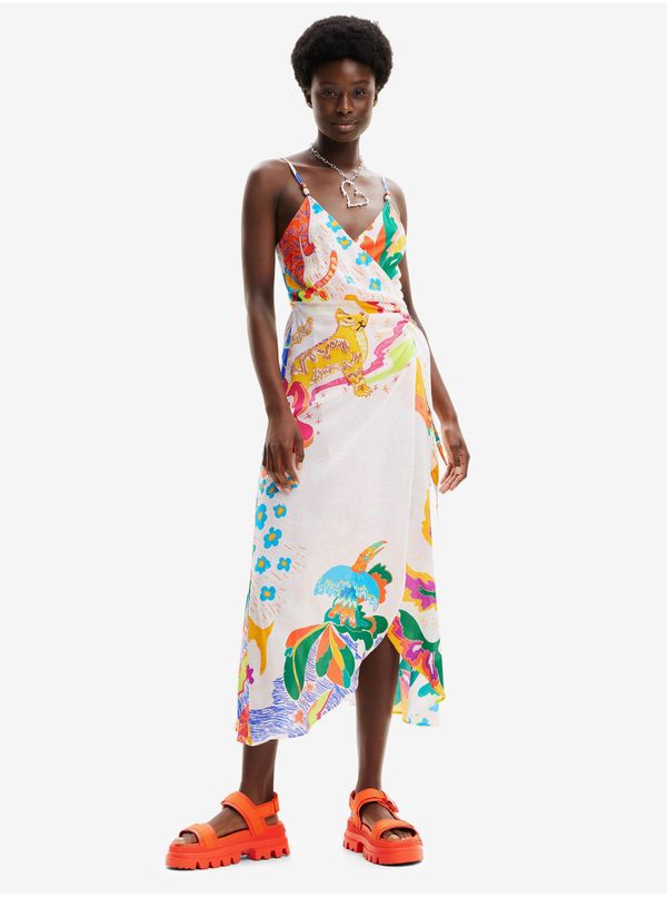 DESIGUAL Women's White Wrap Beach Dress Desigual Selva - Women