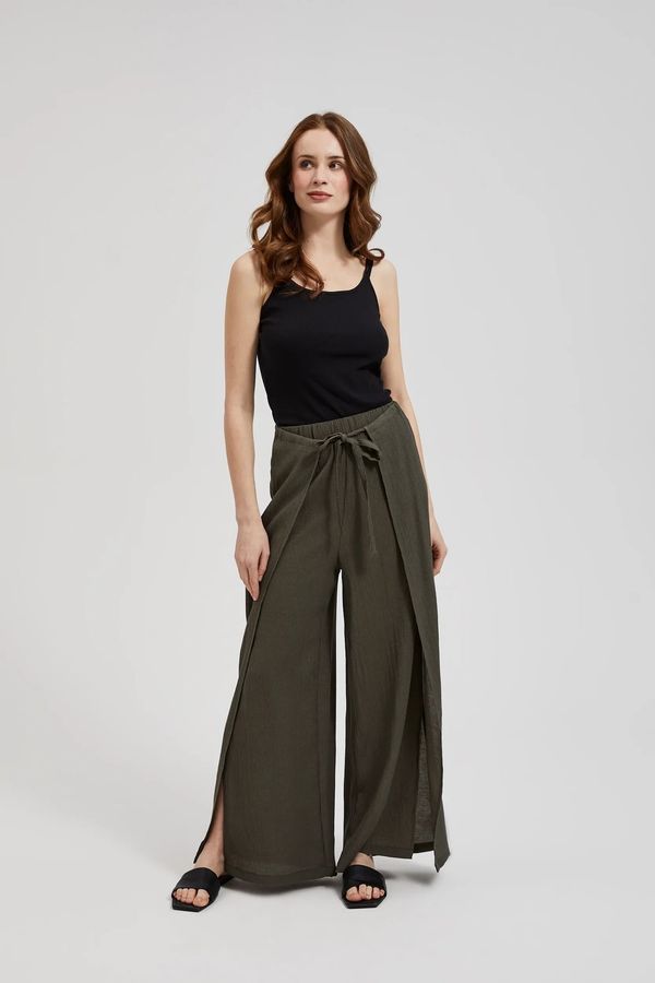 Moodo Women's wide trousers with elastic waistband MOODO - olive