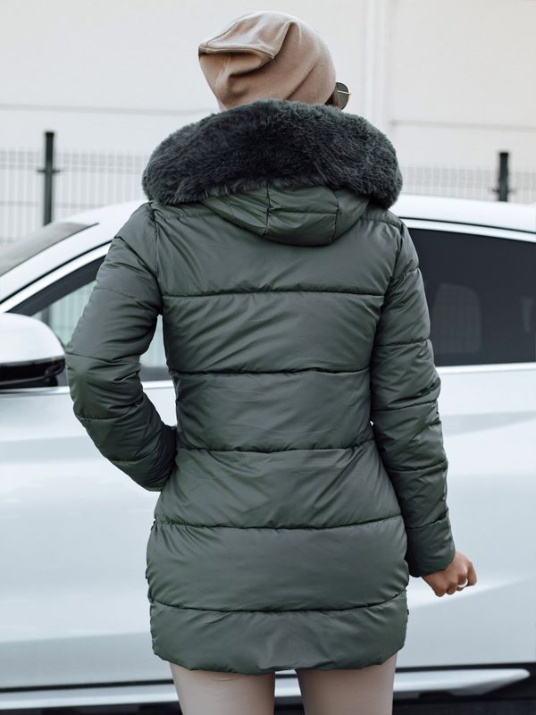 DStreet Women's winter jacket with hood KRISTA green Dstreet