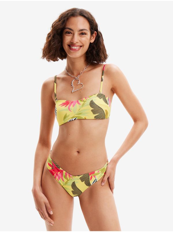 DESIGUAL Women's Yellow Floral Tops Desigual Palms Top - Women