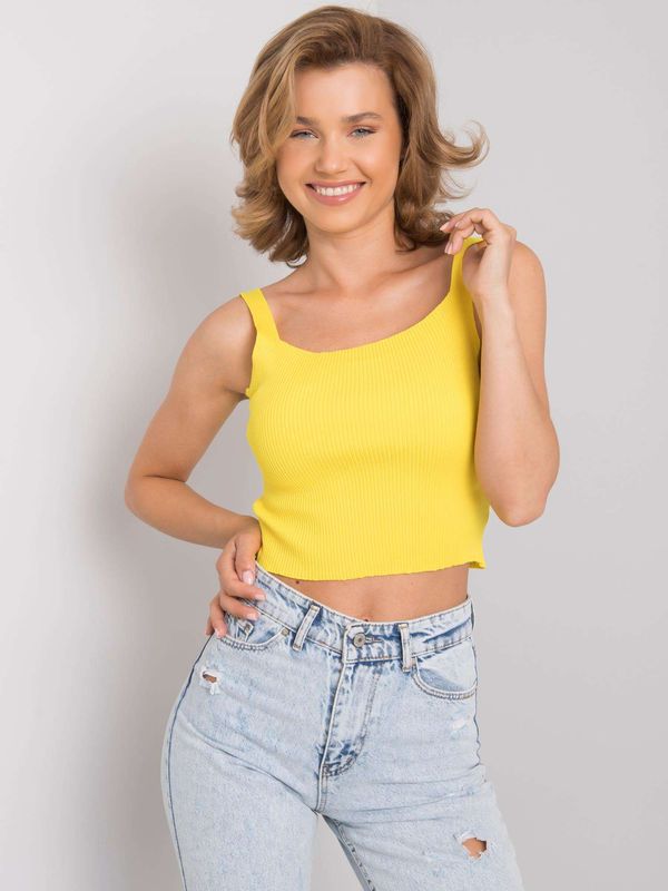 Fashionhunters Women's yellow ribbed top