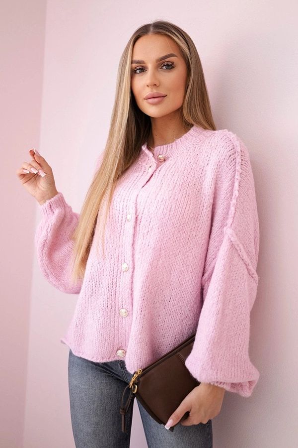 Kesi Wool sweater with decorative buttons light powder pink