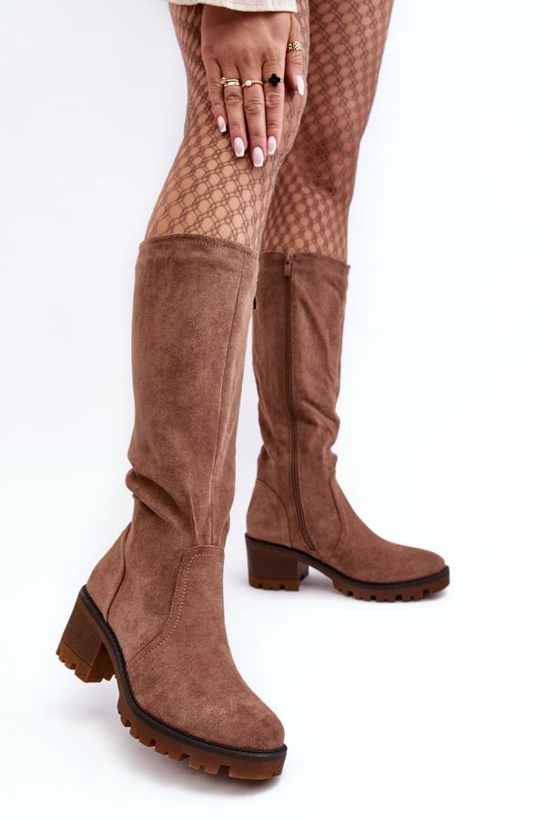 WS1 WS1 Women's Knee-High Low Heel Boots Brown Beveta