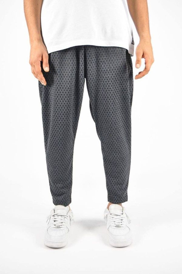 XHAN XHAN Anthracite Lozenge Pattern Relaxed Trousers 3xx5 cm-46970-36