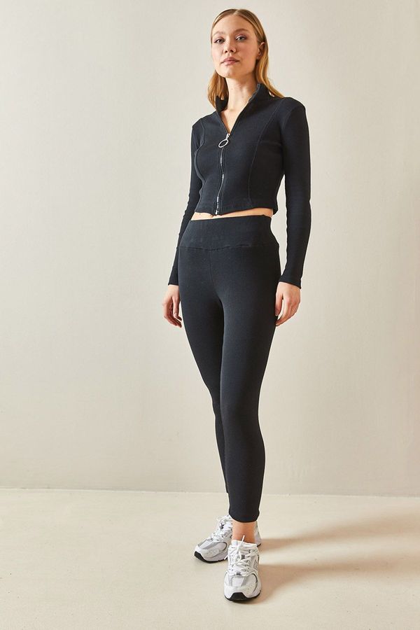 XHAN XHAN Black Zippered Camisole Suit