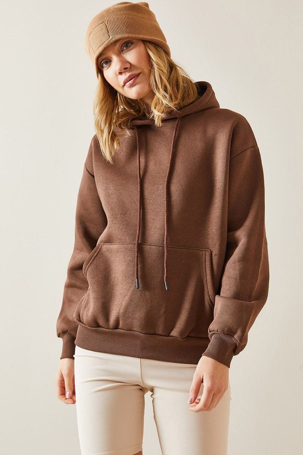 XHAN XHAN Brown Kangaroo Pocket & Hooded Sweatshirt