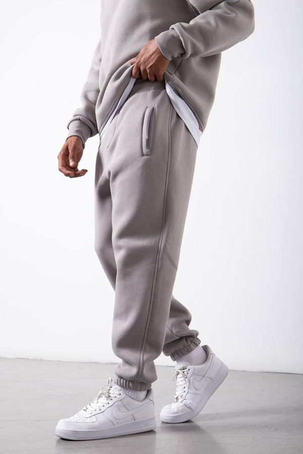 XHAN XHAN Gray Organic Cotton Raised Sweatpants