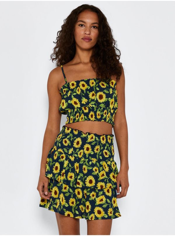 Noisy May Yellow-Blue Floral Short Skirt Noisy May Sunflower - Women