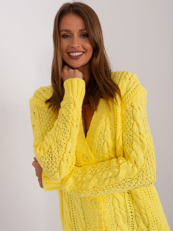 Fashionhunters Yellow cardigan with wool