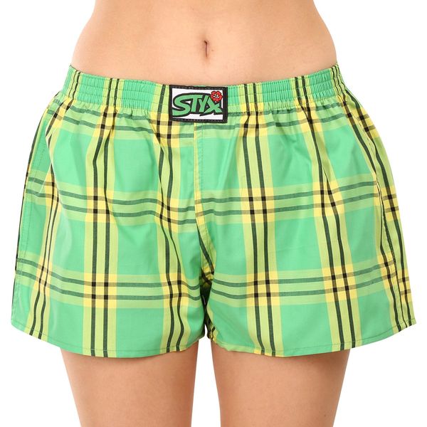 STYX Yellow-green women's plaid boxer shorts Styx