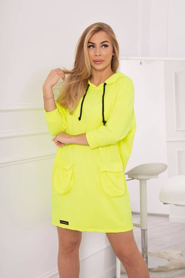 Kesi Yellow neon dress with hood