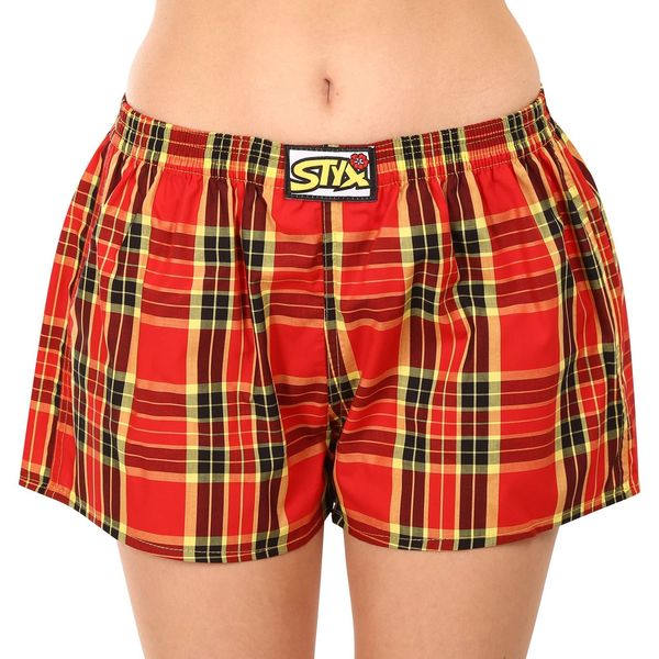 STYX Yellow-red women's plaid boxer shorts Styx