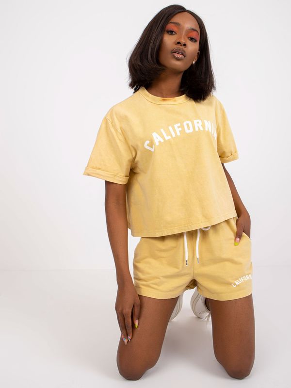 Fashionhunters Yellow Women's Cotton Summer Set