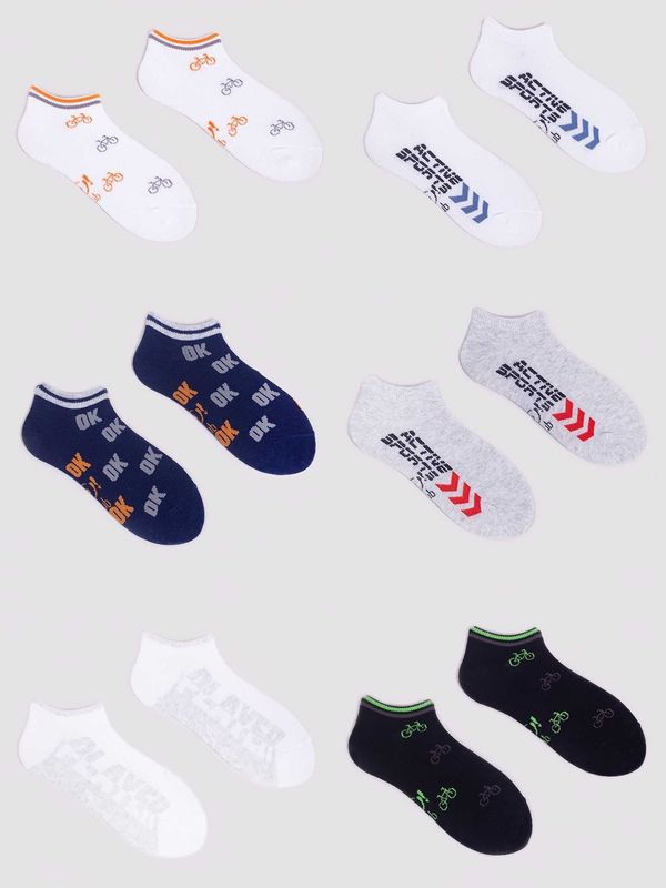 Yoclub Yoclub Kids's Boys' Ankle Cotton Socks Patterns Colours 6-Pack SKS-0008C-AA00-004