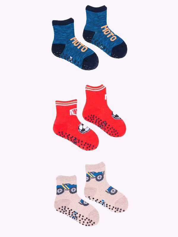 Yoclub Yoclub Kids's Boys' Cotton Socks Anti Slip ABS Patterns Colours 3-pack SKA-0109C-AA3A-003