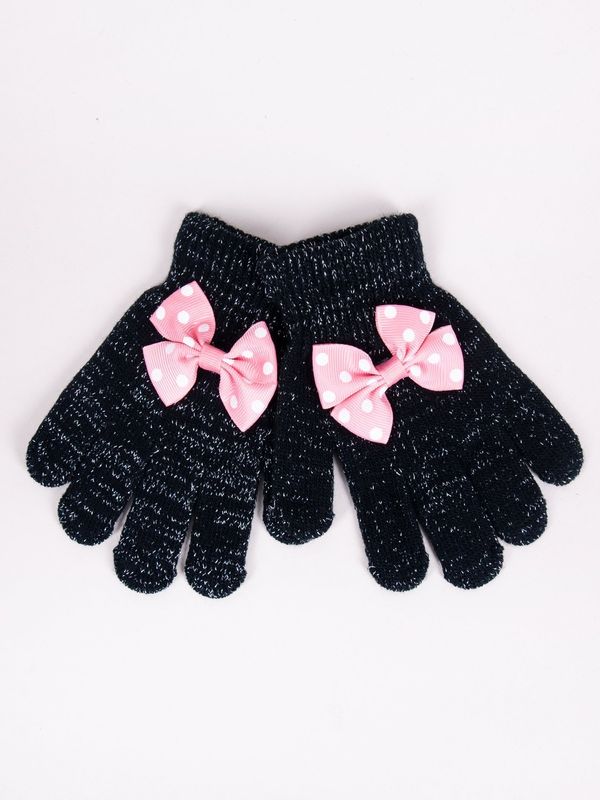 Yoclub Yoclub Kids's Girls' Five-Finger Gloves With Bow RED-0070G-AA50-009