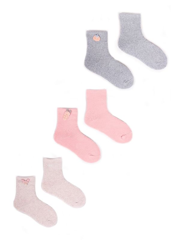 Yoclub Yoclub Kids's Girls' Terry Socks With 3D Element 3-Pack SKF-0008G-000B