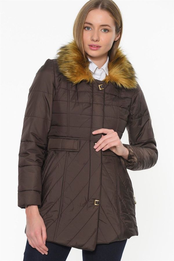 dewberry Z6430 DEWBERRY LADIES' COAT-COFFEE