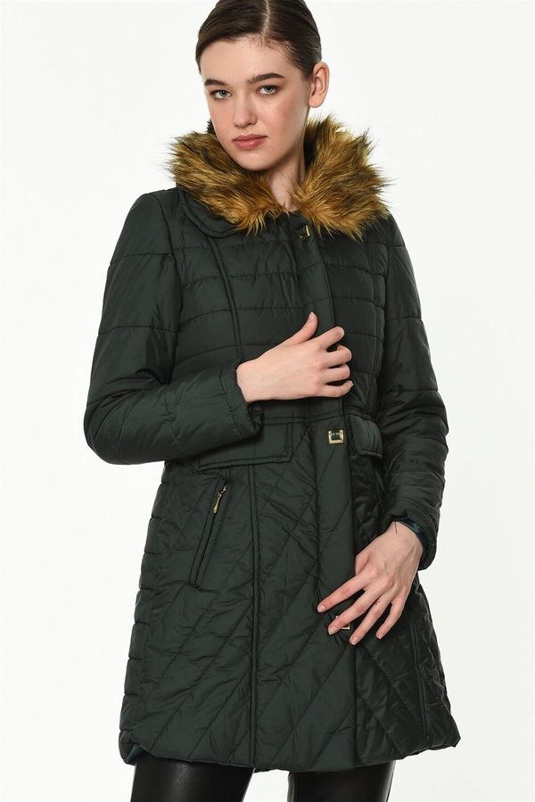 dewberry Z6430 DEWBERRY LADIES' COAT-GREEN