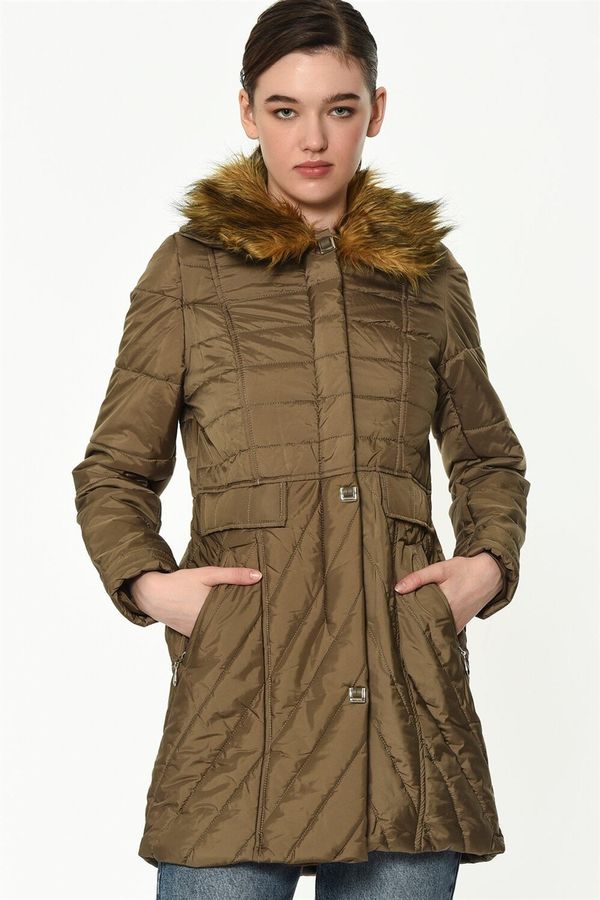 dewberry Z6430 DEWBERRY WOMEN'S COAT-BEIGE