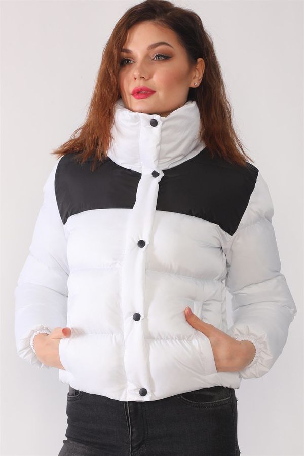 dewberry Z6649 DEWBERRY LADIES' COAT-WHITE-BLACK