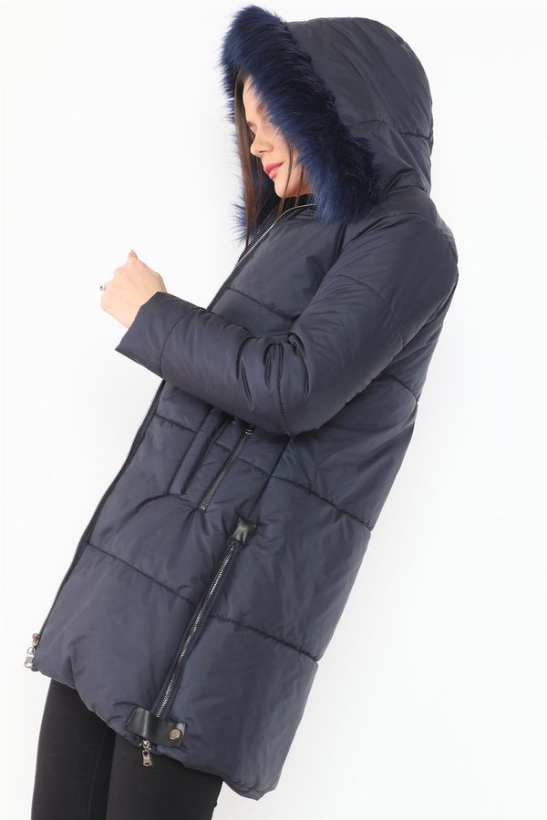 dewberry Z6668 DEWBERRY WOMEN'S COAT-NAVY BLUE