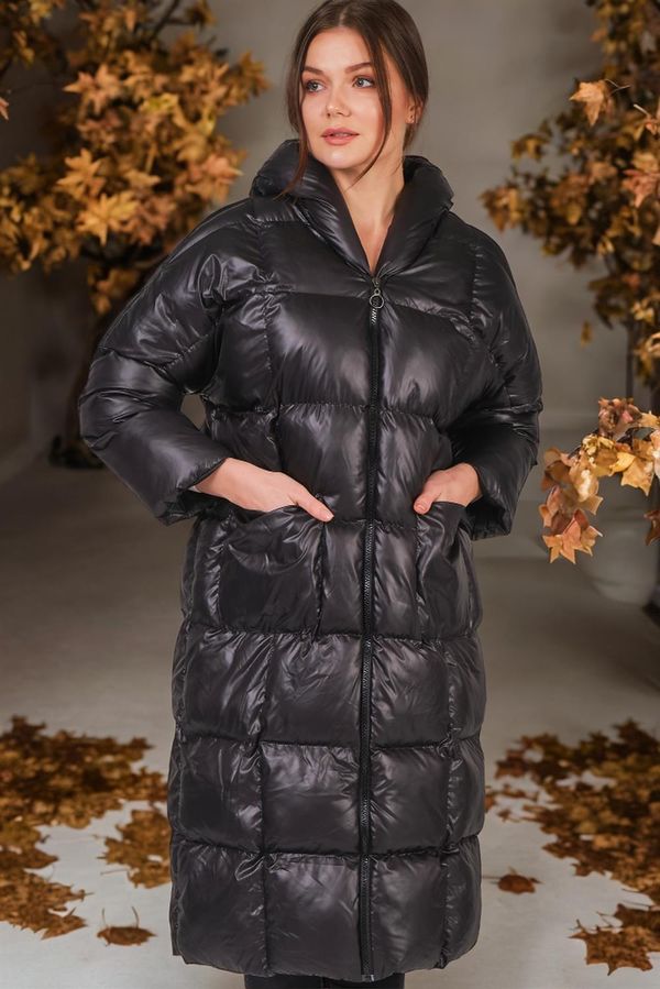 dewberry Z6680 DEWBERRY LADIES' INFLATABLE COAT-PLAIN BLACK