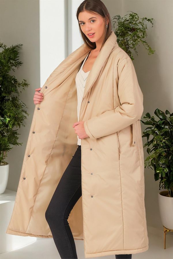 dewberry Z6688 DEWBERRY WOMEN'S COAT-PLAIN BEIGE