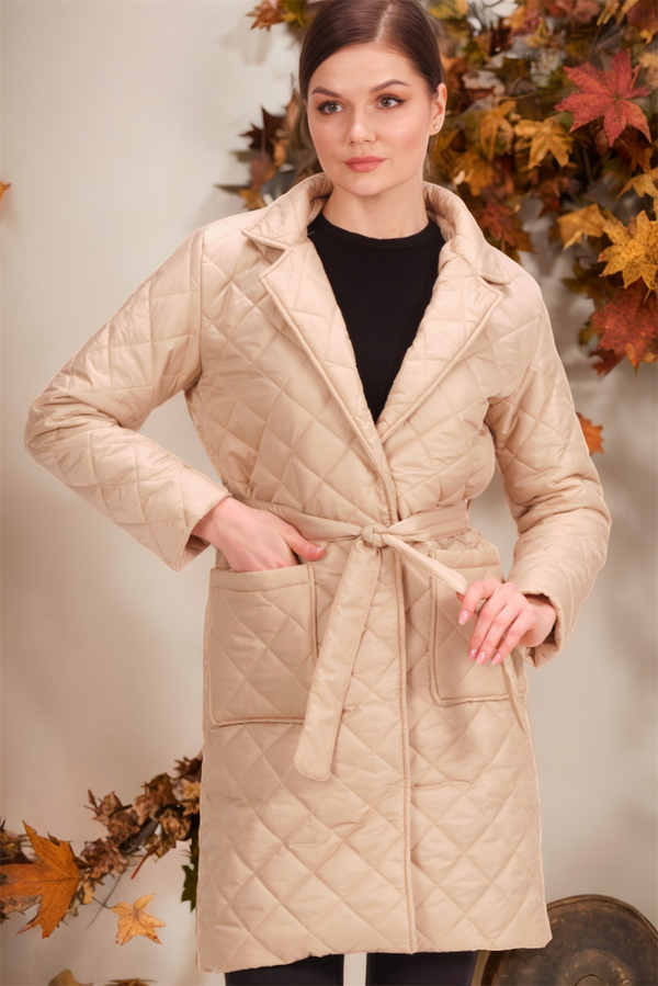 dewberry Z6722 DEWBERRY WOMEN'S COAT-DARK BEIGE