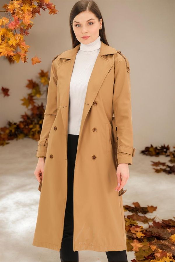 dewberry Z6737 DEWBERRY WOMEN'S TRENCH COAT-FLAT CAMEL